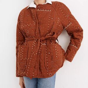 Madewell Quilted Cotton Printed Jacket With Waist Tie Belt Size Small